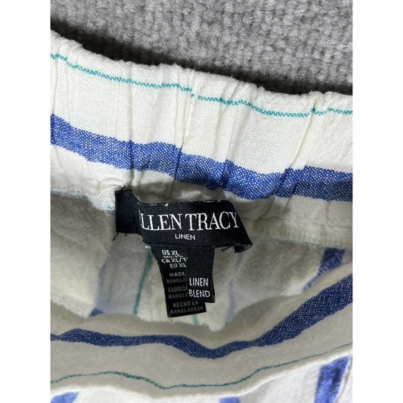 Ellen Tracy Linen Rayon Striped Pull On Pants Womens Size XL Pockets - Picture 3 of 16